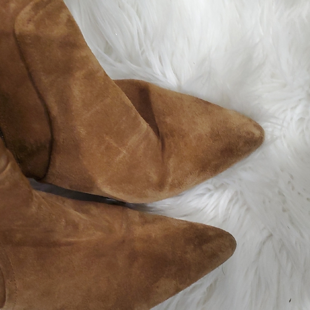 Pure Navy Chic Tan Suede Heeled Boots - Picture 14 of 15